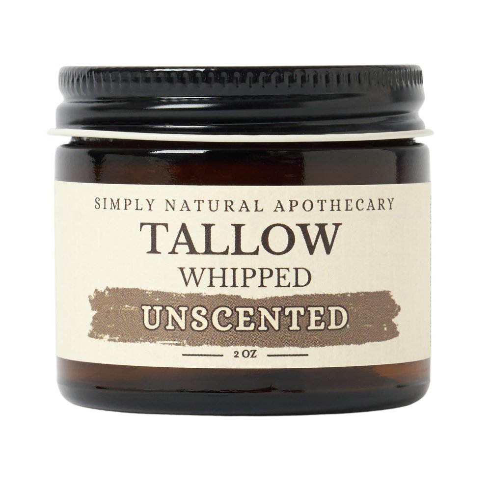 Beef Tallow for Skin Care, Face, Hands - Natural Moisturizer - Whipped - Organic Grass-Fed Beef Fat - Vitamins A, D, E, K - Dry Skin, Baby Diaper Cream - Hydrating - Handmade - Unscented - 2 oz Jar