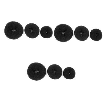 Housoutil 9pcs Hair Donut Bun Maker Black Styler for Elegant Chignons No Damage Quick Styling for Ballet Dance