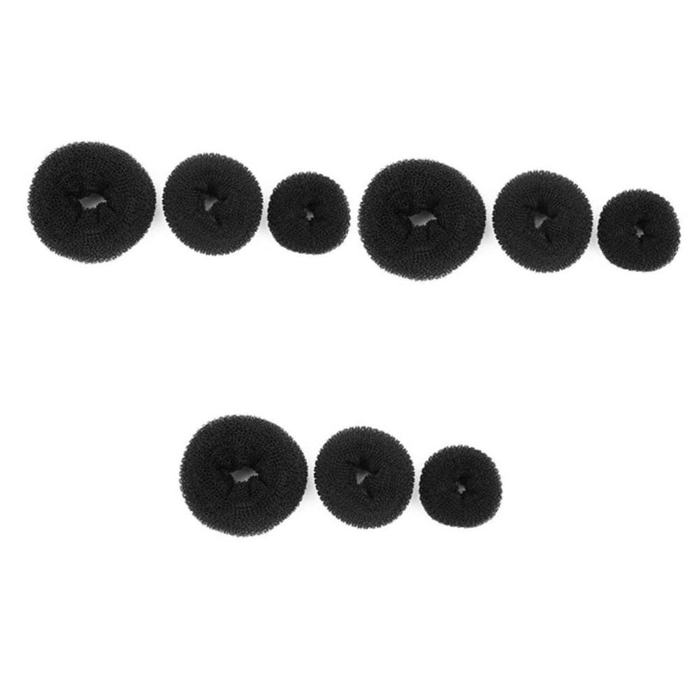 Housoutil 9pcs Hair Donut Bun Maker Black Styler for Elegant Chignons No Damage Quick Styling for Ballet Dance