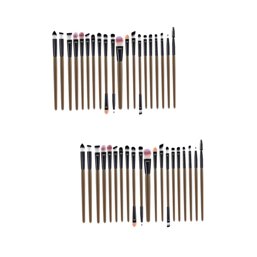 Housoutil 40pcs Eyeshadow Brush Set Plastic Handle for Portable Eye Makeup Short Eyeliner and Eyelash Brushes Grey and Black for Daily Use and Beginners