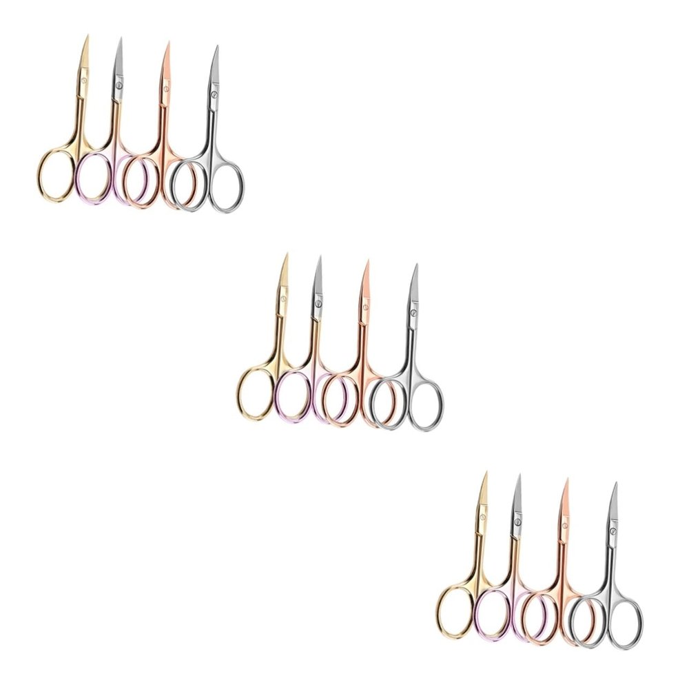 Didiseaon 12pcs Stainless Steel Men Mustache Trimmer Nose Hair Scissors Beard Trimming Shears for Home Barber Shop Random Color