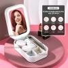 BS-MALL Travel Cosmetic Mirror Case LED Makeup Mirror Storage Case for Eyelash station Brushes Cosmetic Tools Pink On-the-go Makeup Needs (White) view 2