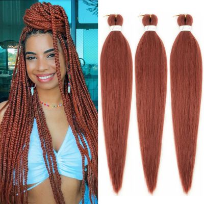 Ginger Braiding Hair Pre stretched 16 Inch 3 Packs 350# Copper Red Pre-stretched Braiding Hair EZ Braid Yaki Texture Synthetic Hair Extensions for Crochet Box Braids