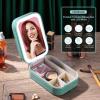 BS-MALL Travel Cosmetic Mirror Case LED Makeup Mirror Storage Case for Brushes Cosmetic Tools On-the-go Makeup Needs (Green view 2