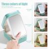 BS-MALL Travel Cosmetic Mirror Case LED Makeup Mirror Storage Case for Brushes Cosmetic Tools On-the-go Makeup Needs (Green view 4