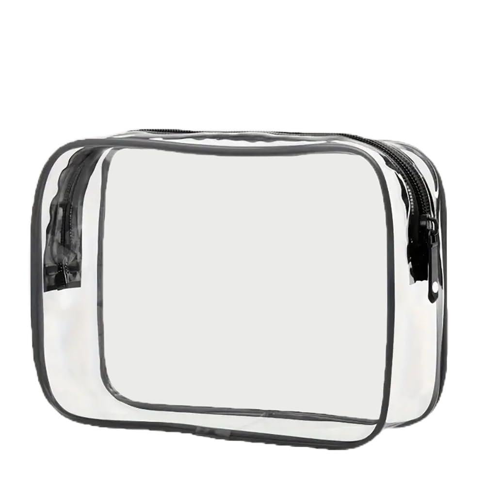 NaYiissi Clear Travel Toiletry Bag, TSA Approved Travel Bags for Toiletries, Quart Size Travel Bag Carry on Airport Airline Compliant Bag, Waterproof Cosmetic Makeup Bag for Women Men (Black)