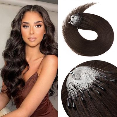 Senmy Micro Loop Hair Extensions Human Hair 20inch Dark Brown Micro Bead Hair Extensions Silky Straight Real Microlink Extensions 1g/strand 50g Microbead Extensions For Women