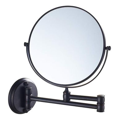 3X Magnification Makeup Vanity Mirror,Two-Sided Wall Mounted Cosmetic Mirror 360Swivel Extendable Bathroom Mirror,Black Mirror (Color : Nero, Size : 8inch)
