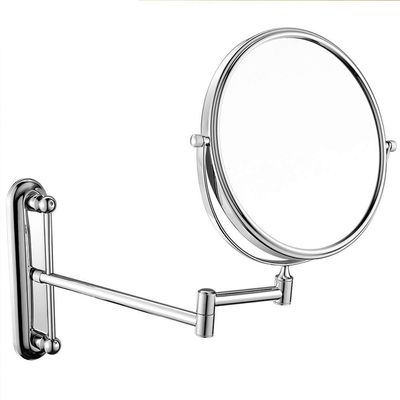 3X Magnification Double Sided Extendable Bathroom Mirror Swivel Folding Round Shape Cosmetic Vanity Mirror (Color : Chrome, Size : 8inch)