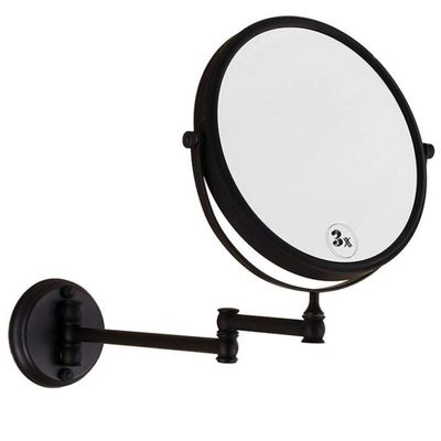 Makeup Vanity Mirror,Two-Sided Wall Mounted Beauty Mirror 3X Magnification Bathroom Mirror 360Swivel Extendable Cosmetic Mirror,Black