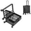 Trolley Makeup Train Case with LED Light, Cosmetics Organizer for Makeup Supplies, Rolling Makeup Box with Tray Artist Free Standing Box with Mirror Makeup Vanity Station for Travel (Size : C) view 1