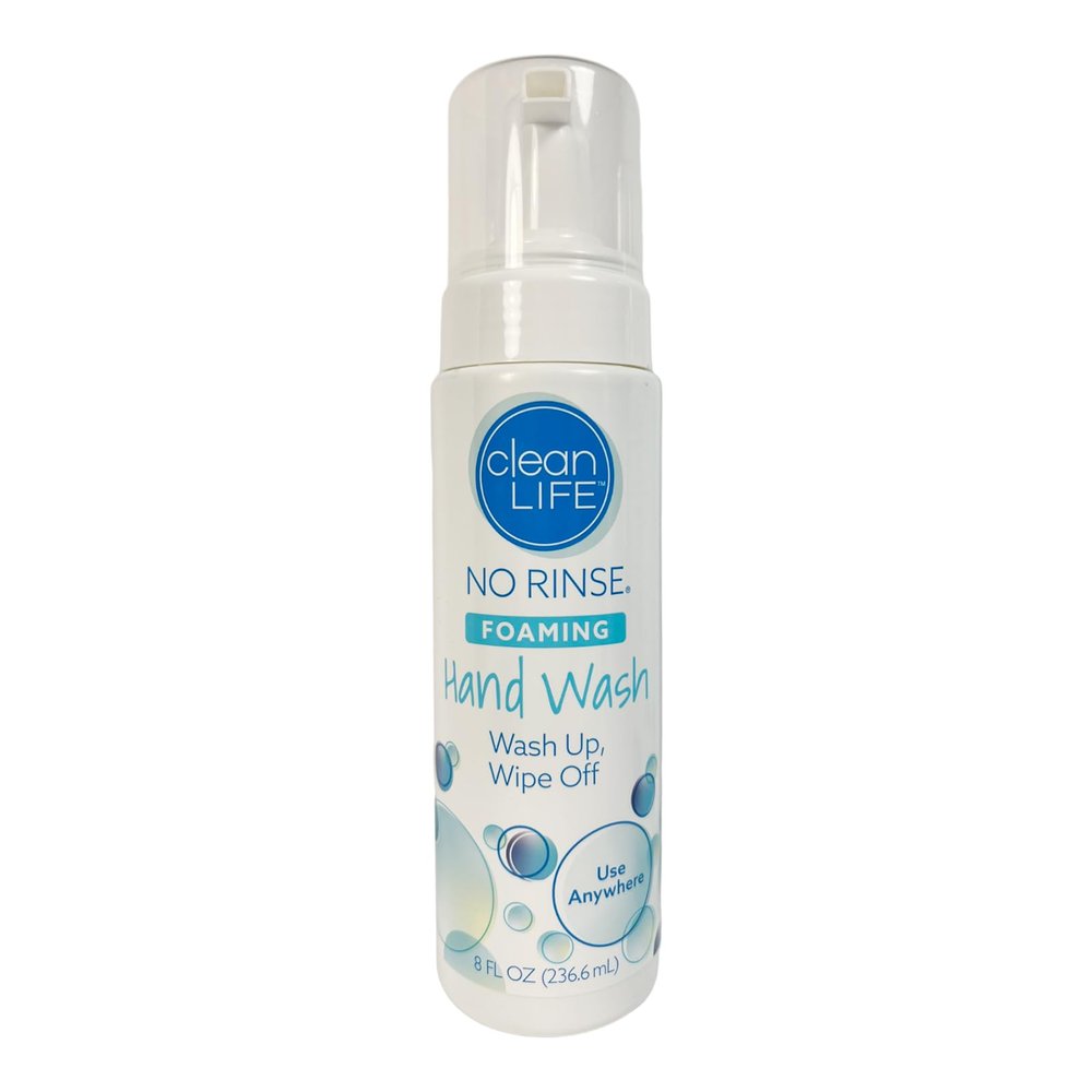 No-Rinse Foaming Hand Wash, 8 fl oz): Waterless, Rinse Free Foam Cleanser Leaves Hands Clean and Moisturized - Cleansing Foam Providing Easy Wipe Off for Elderly, Adults, Camping
