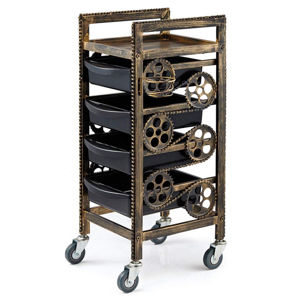 4-5 Drawer Retro Salon Trolley Hairdresser Multifunctional Trolley Hair Salon Storage Tray Beauty Spa Rolling Storage Cart (A)