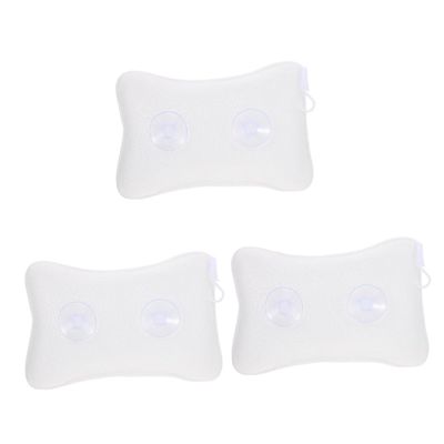Didiseaon 3pcs Comfortable Bath Tub Pillow Strong Cups Soft Breathable Mesh Structure Ergonomic Design for Neck and Back Support for Relaxing Bathing