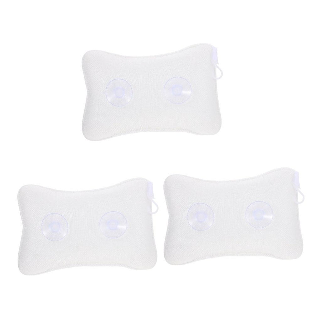 Didiseaon 3pcs Comfortable Bath Tub Pillow Strong Cups Soft Breathable Mesh Structure Ergonomic Design for Neck and Back Support for Relaxing Bathing