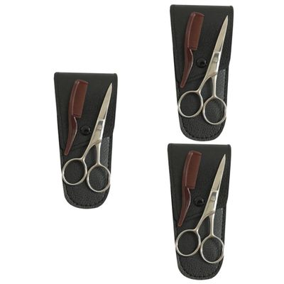 NOLITOY 3sets Eyebrow Scissors Stainless Steel Trimmer for Beard Grooming Shear Cutter for Professional Home Use for Precise Eyebrow Beard Shaping