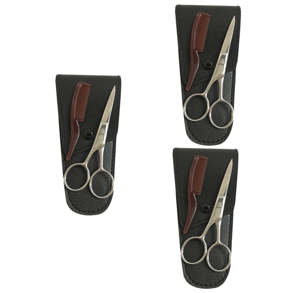 NOLITOY 3sets Eyebrow Scissors Stainless Steel Trimmer for Beard Grooming Shear Cutter for Professional Home Use for Precise Eyebrow Beard Shaping
