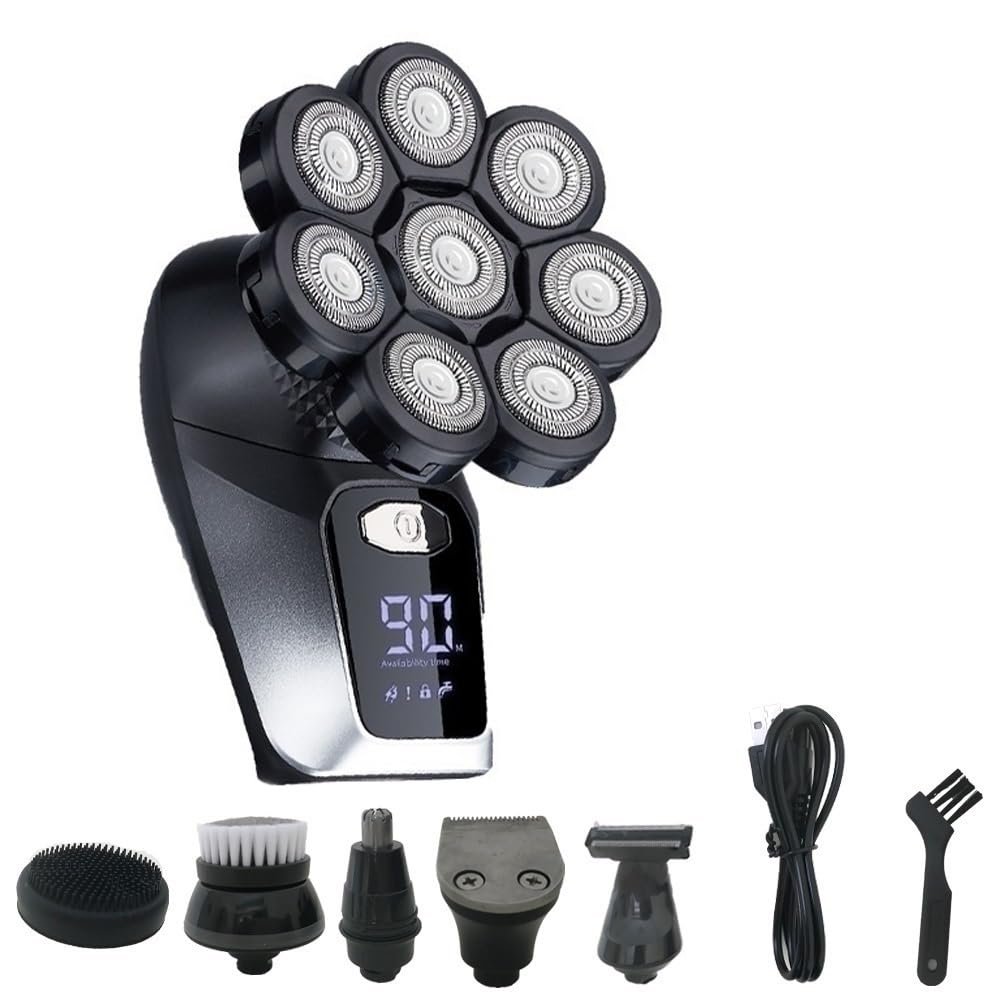 EKHOU Head Shavers for Bald Men, 8 Blades Multi Grooming Kit Digital Display Electric Shaver Hair Trimmer Beard Rlectric Razor Wet Dry Men Facial Shaving Machine