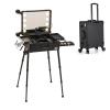 Trolley Makeup Train Case with LED Light, Cosmetics Organizer for Makeup Supplies, Rolling Makeup Box with Tray Artist Free Standing Box with Mirror Makeup Vanity Station for Travel (Size : A(with sh view 1