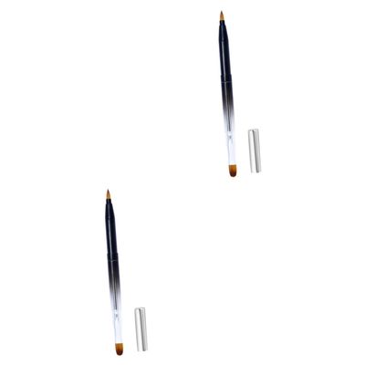 NOLITOY 2pcs Retractable Lip Brush for Lipstick Gloss Soft Makeup Brush Portable Lipstick Applicator Metal Lid Professional Home Use