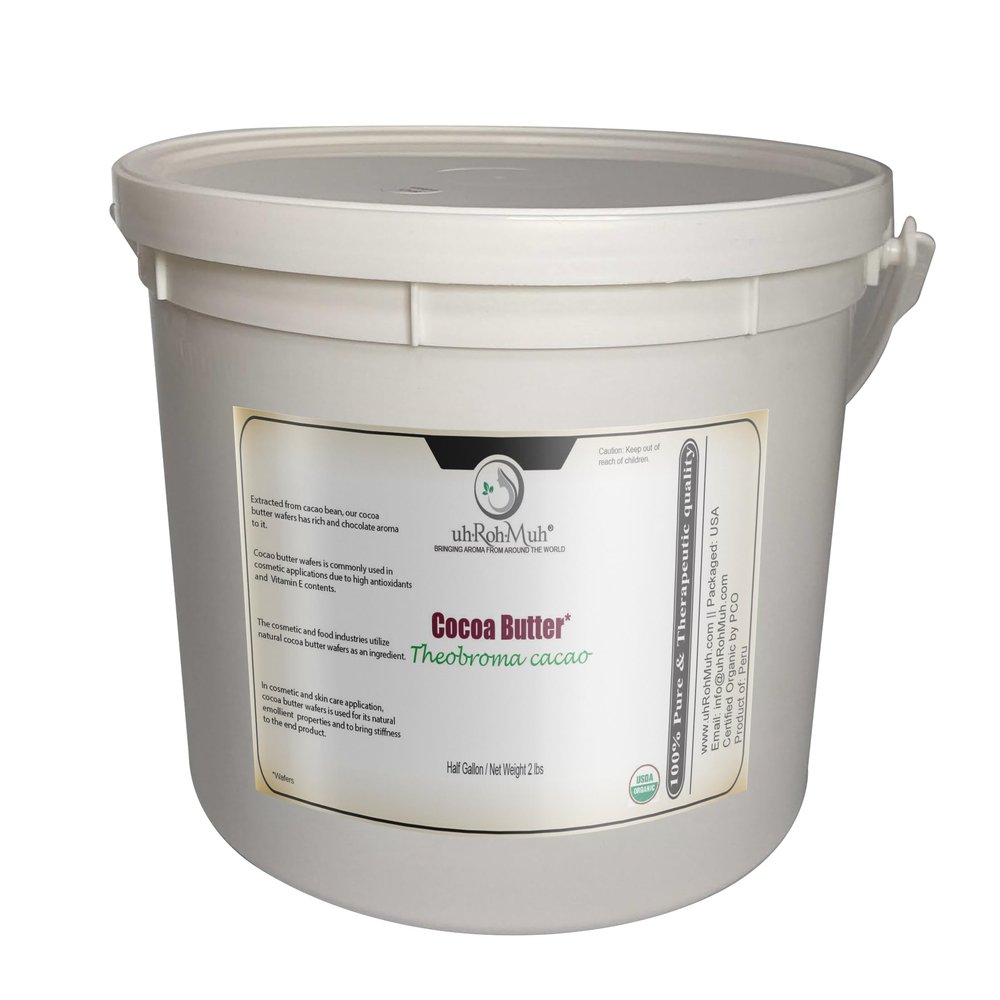 USDA Certified Organic Cocoa Butter Natural Wafers || Pure & Natural || Peru - Half Gallon (Net Wt:0.9kg/2lb)