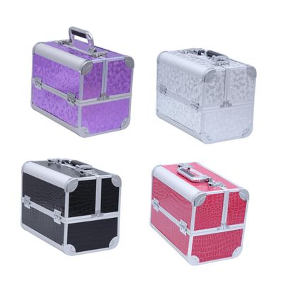 Capacity Cosmetic Alloy Storage Women Large Professional Makeup Aluminum Organizer Casepurple Up, As Shown, medium