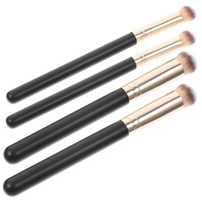 Angoily 4pcs Wooden Handle Concealer Brush Skin-friendly Makeup Brushes for Loose Powder Blush Contouring Effortless Application for Home Salon Use