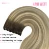 YoungSee Hair Extensions Weft Ombre Sew in Extensions Walnut Brown Ombre Light Brown with Blonde Balayage Double Weft Human Hair Extensions for Long Hair 22Inch 100G view 3