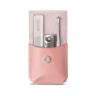 AMONG Manicure Kit 3-Piece Manicure Set, Nail Clippers, Nail File and Ear Pick, Personal Portable Nail Clipper Set, Personal Travel Nail Care Tools Nail Clippers Kit (Color : Pink)