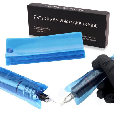 Large Tattoo Machine Covers - Narkysus 200Pcs Tattoo Pen Covers Disposable Blue Pen Bags 2.5 x 7.1in Machine Sleeves for Tattoo Supplies