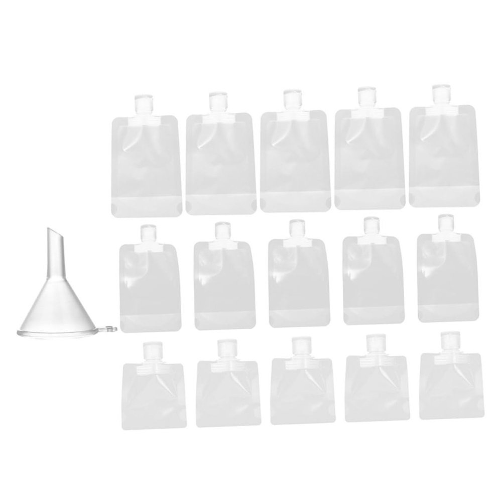 Mipcase 2sets Small Mouth Lotion Bag Translucent Emulsion Pouches for Travel Includes Funnel Multi-function Squeeze Bags for Skincare