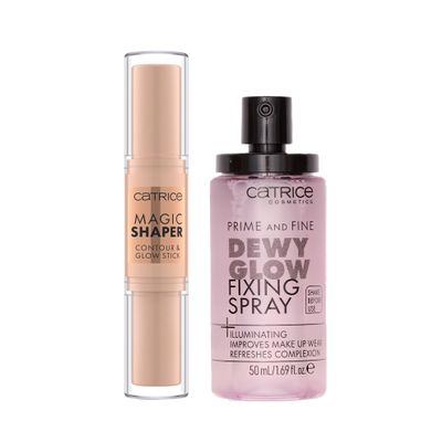 Catrice | Prime & Fine Illuminating Dewy Glow Spray & Magic Shaper Contour & Glow Stick 060 Bundle | Full Coverage Makeup | Vegan & Cruelty Free