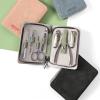 AMONG Manicure Kit Portable Nail Clipper Set, 7 Pieces Men Women Pedicure Grooming Kit, Sharp Finger and Toe Nail Tools with Leather Case Nail Clippers Kit (Color : Black) view 4