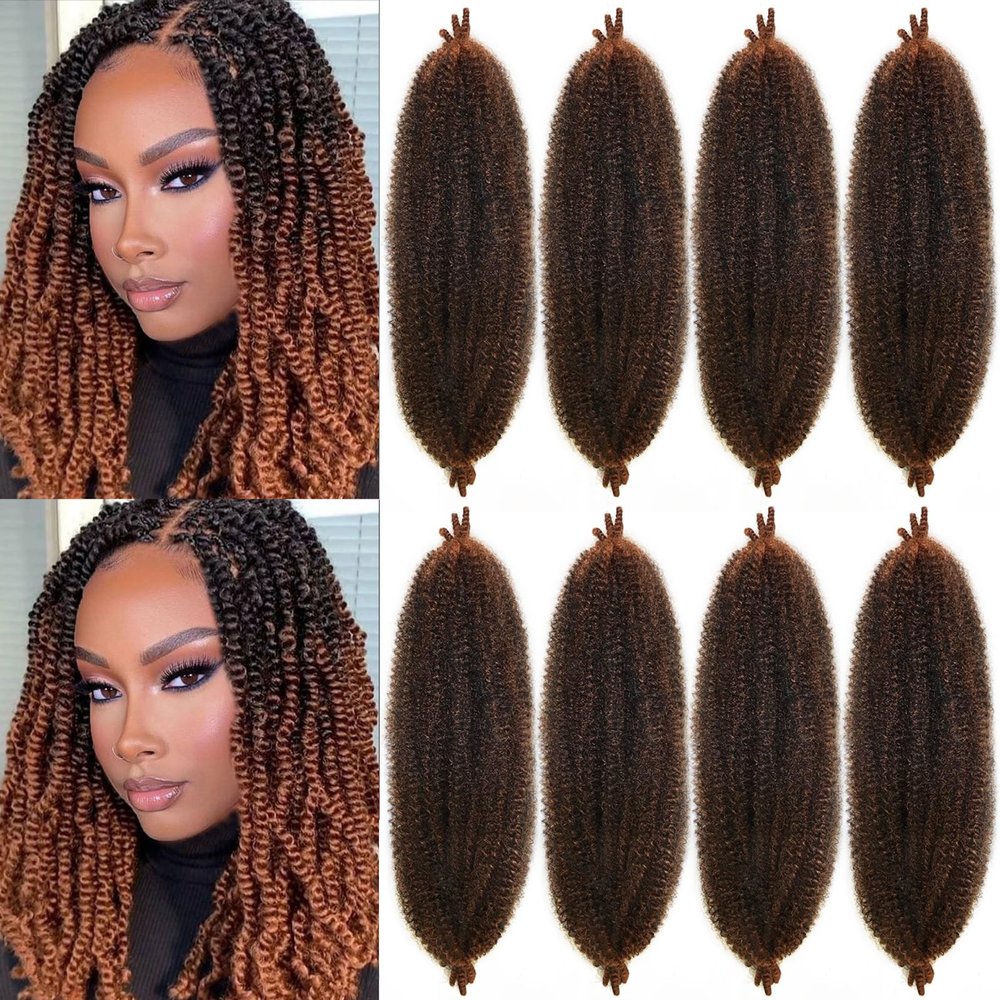 T350 Kinky Twist Hair 24 Inch Springy Afro Twist Hair Synthetic twisting hair for Black Women Ombre Kinky Curly Braiding Hair for Faux Locs Pre Fluffed Spring Twist Hair for Butterfly Locs