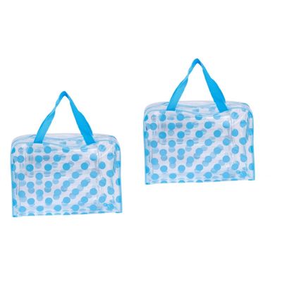 NOLITOY 2pcs Pvc Makeup Bag Multifunctional Travel Toiletry Pouch for Women and Girls Easy to Clean Stippled Design Sky- for Cosmetics and Travel Essentials