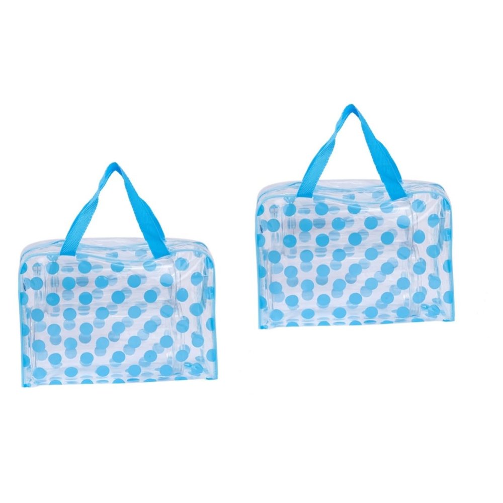 NOLITOY 2pcs Pvc Makeup Bag Multifunctional Travel Toiletry Pouch for Women and Girls Easy to Clean Stippled Design Sky- for Cosmetics and Travel Essentials