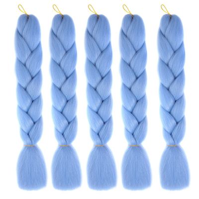ihreesy 24 Inch Jumbo Braiding Hair Extension,Crochet Colored Hair Extensions Synthetic High Temperature Synthetic High Temperature Extension,Light Blue