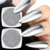Allstarry Silver Chrome Nail Powder, 2pcs Metallic Mirror Effect Dust Glitter Glazed Manicure Decoration Reflective Pigment for Gel Polish Nail Art Decoration Resin Craft, Festivals - Silver view 1