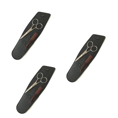 Didiseaon 3sets Men Grooming Kit Scissors Beard Trimmer Eyebrow Trimmer Stainless Steel Scissor Set Barber Shop Quality Compact Storage Bag