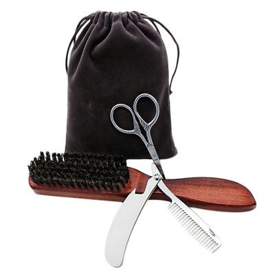 balacoo 2sets Beard Care Set Portable Beard Brush Kit Trimmer and Storage Bag Grooming Accessories for Men Lightweight and Easy to Carry for