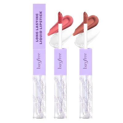 bayfree Long Lasting Liquid Lipstick with Clear Lip Gloss Set, High Pigment and Shine Lip Stain, Waterproof, Kiss-Proof, Up to 24H Wear, 0.1 Fl oz (Radiantly Rose)