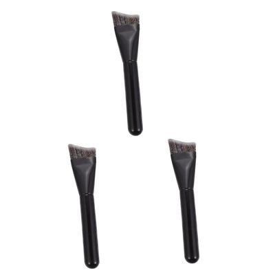 balacoo 3pcs Bright Black Wooden Handle Contouring Makeup Brush Shaped Foundation Tool for Precise Application Easy to Clean for Makeup