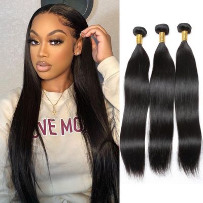 Genrein Straight Human Hair Bundles 20 20 22 Inch Straight Bundles Human Hair Weave 3 Bundles Deals Hair Unprocessed Human Hair Bundles 100% Brazilian Human Hair Bundle 1B Color