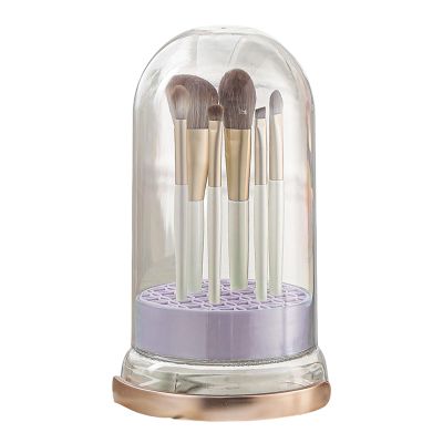 cdar Cosmetic Brush Cleaner Face Brush Cleaner Makeup Brush Cleaner 2-in-1 Silicone Bowl with Drying Holder Purple