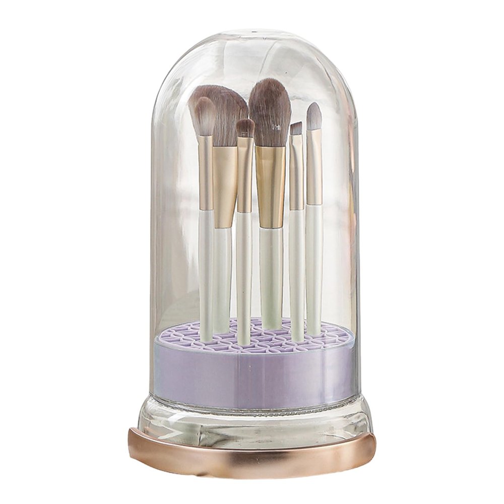 cdar Cosmetic Brush Cleaner Face Brush Cleaner Makeup Brush Cleaner 2-in-1 Silicone Bowl with Drying Holder Purple