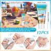 Dansib 12 Pcs Mini Sunscreen Bulk for Summer Travel Size Spf 30 Water Resistant Sunblock Sunscreen Lotion Bulk for Valentine Gifts Wedding Bridal Favors for Pool Party(White Cream,Beach) view 2