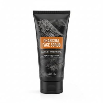 Charcoal Face Scrub with Black Sand, Exfoliates skins & Reduces Black Heads,100 g