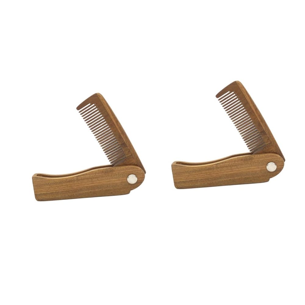 Didiseaon 2pcs Small Mini Folding Hair Comb Natural Travel Comb for Curly Hair Mustache Beard Gentle Scalp Brush for Women Men Boys and Girls