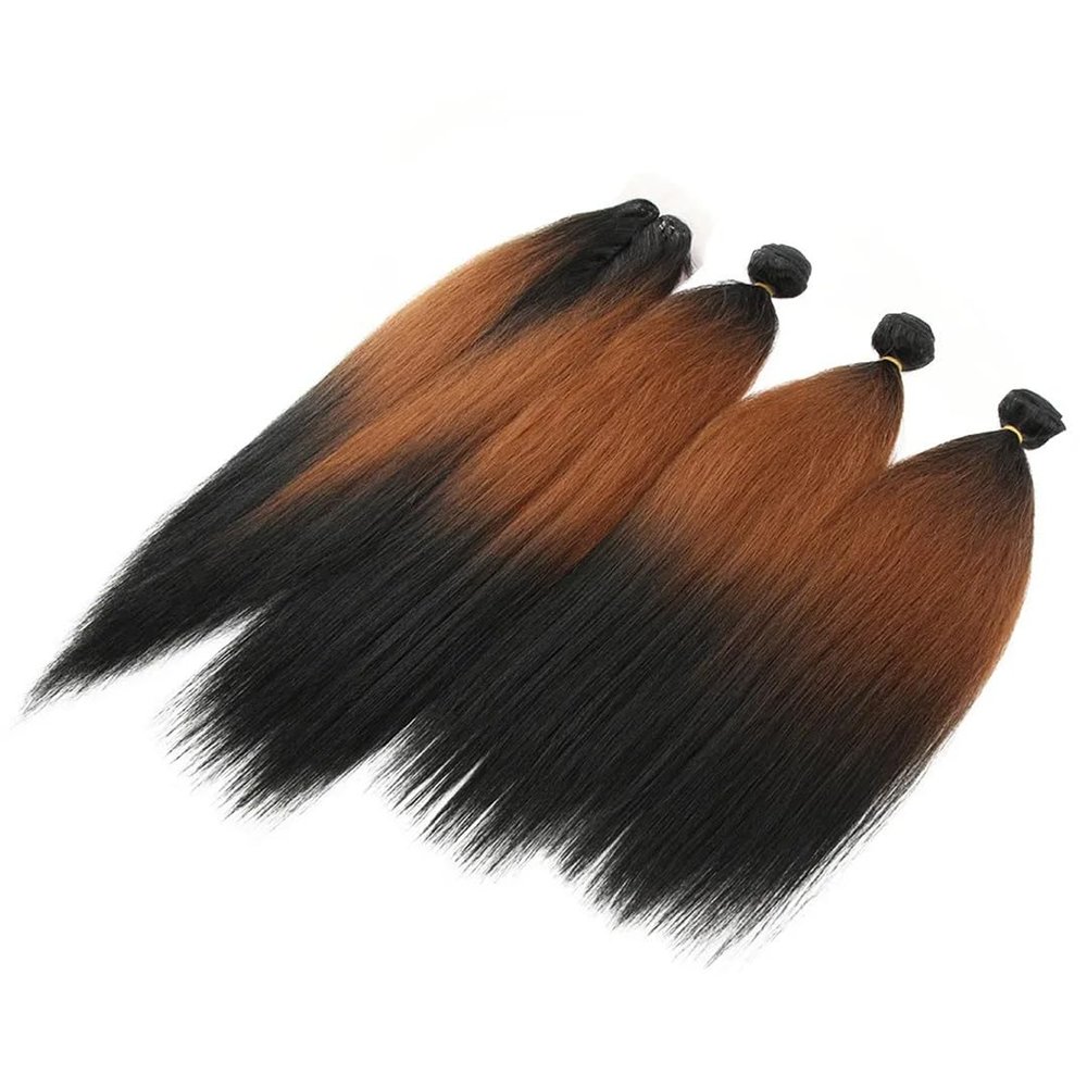 18-22 Inch Straight Hair Bundles 6 Inch Lace With Closure Weave Hair Ombre Fake Hair Extensions