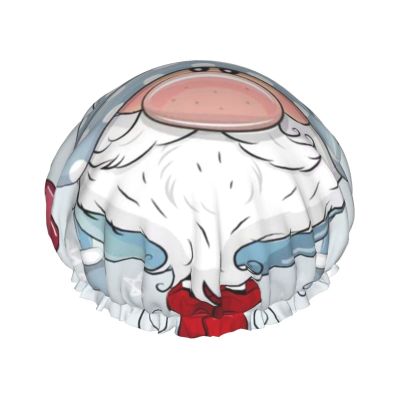AMAZWI Cute Gnome Shower Cap For Women Double Waterproof Layers Bathing Shower Hat Reusable Protection Hair Bath Caps, Black